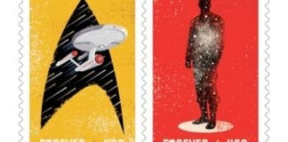 Star Trek 50. yıl özel pulları Amerikan Posta Ofisi'nde
