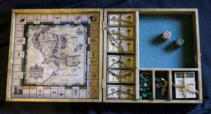 Lord of the Rings Haritası ile Yapılan El Yapımı Monopoly